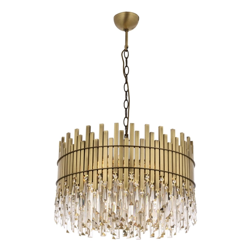 Luster na řetězu CRYSTALLINE 8xE27/40W/230V pr. 60 cm mosaz