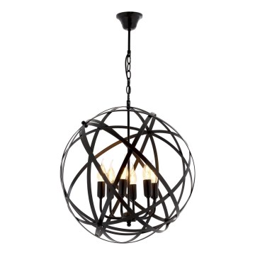 Luster na řetězu IRONBALL 6xE27/40W/230V černá