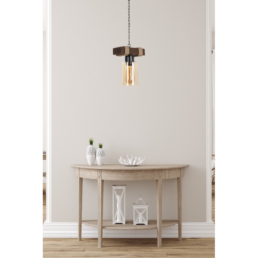Luster na retiazke JASMIN 1xE27/40W/230V hnedá/béžová