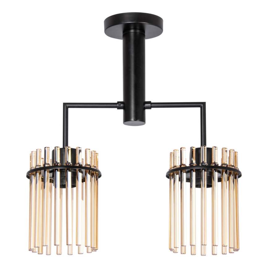 Luster na tyči 2xE27/60W/230V čierna/béžová
