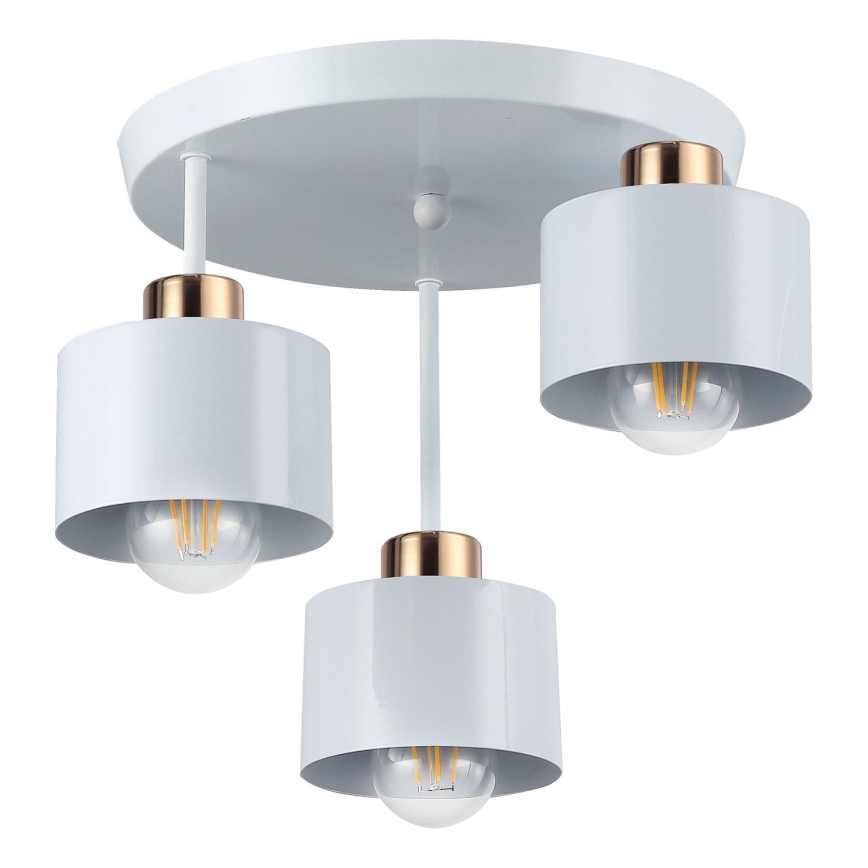 Luster na tyči 3xE27/35W/230V pr. 30 cm biela/zlatá