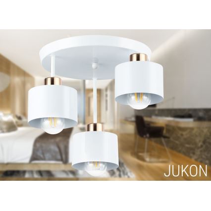 Luster na tyči 3xE27/35W/230V pr. 30 cm biela/zlatá