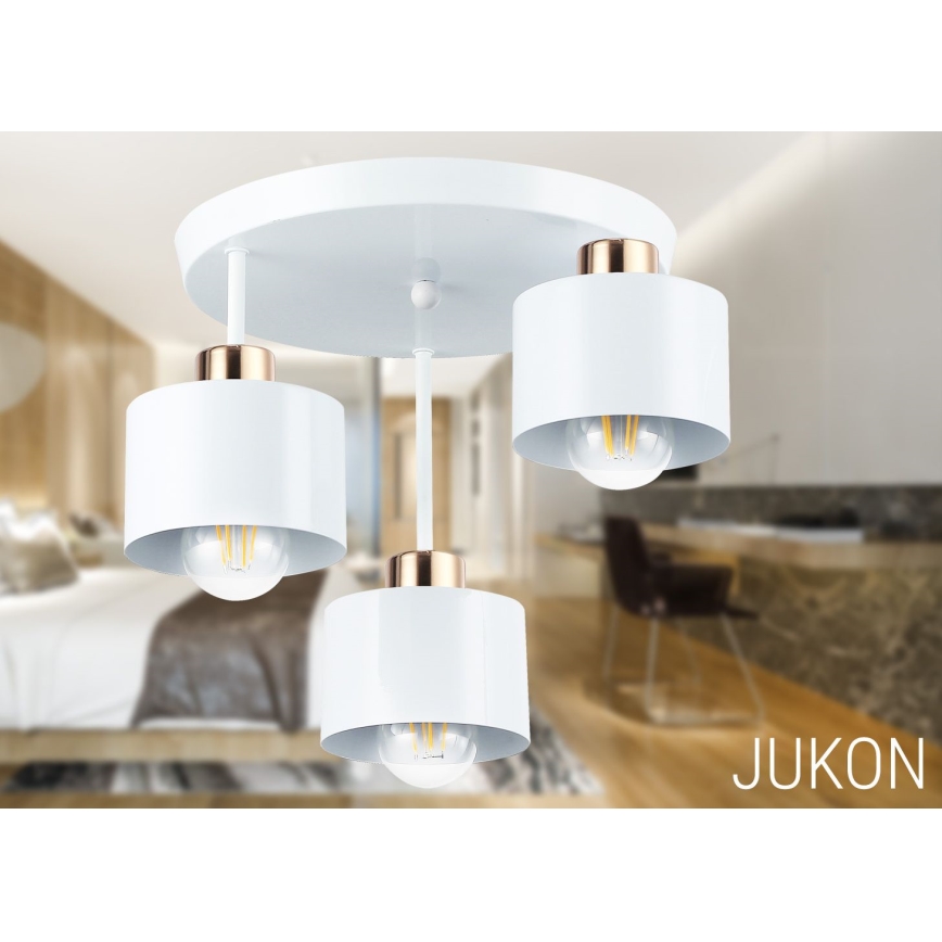 Luster na tyči 3xE27/35W/230V pr. 30 cm biela/zlatá