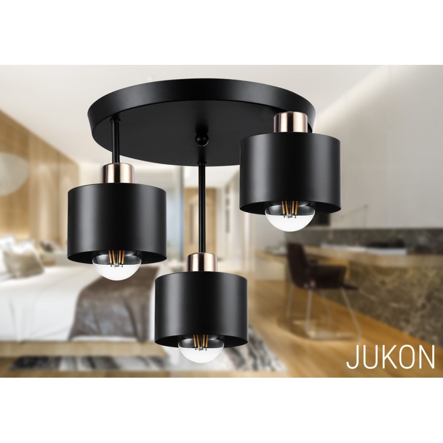 Luster na tyči 3xE27/35W/230V pr. 30 cm čierna/zlatá