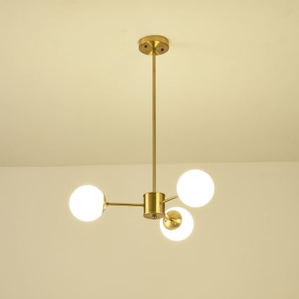 Luster na tyči 3xE27/40W/230V mosadz