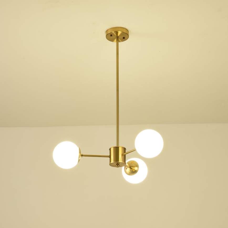 Luster na tyči 3xE27/40W/230V mosadz