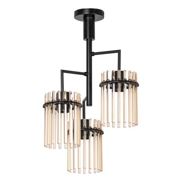 Luster na tyči 3xE27/60W/230V čierna/béžová