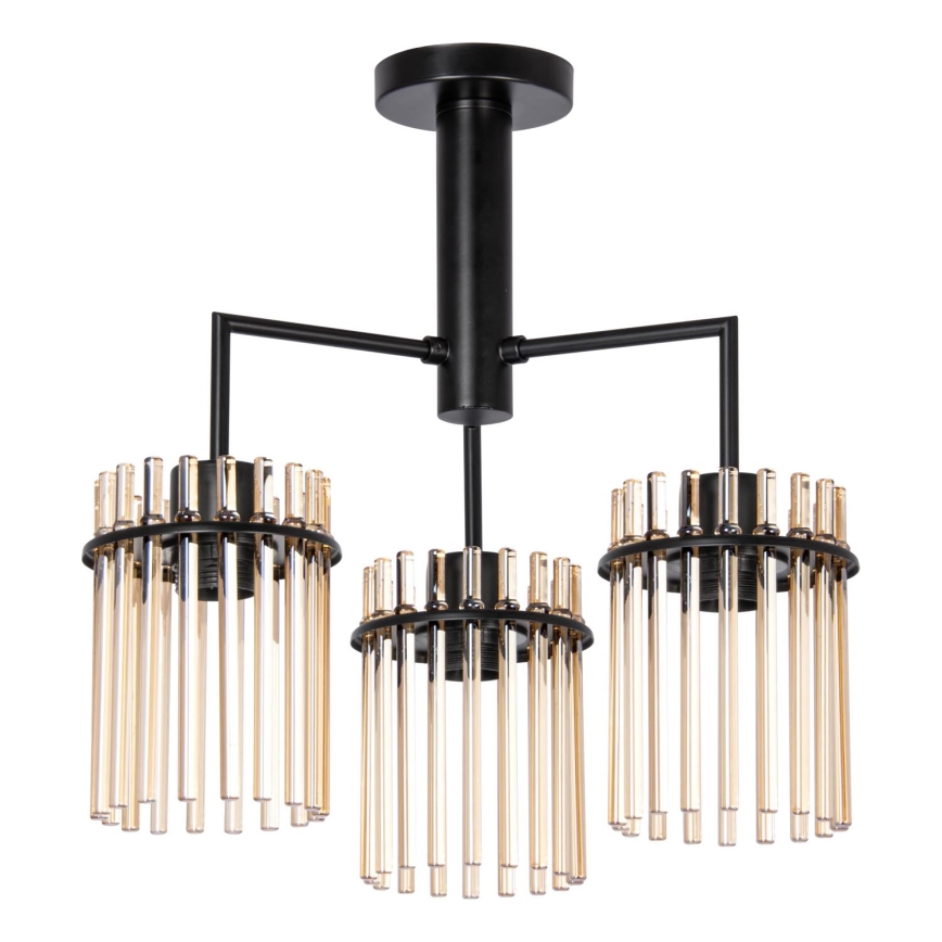 Luster na tyči 3xE27/60W/230V čierna/béžová