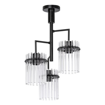 Luster na tyči 3xE27/60W/230V čierna/číra