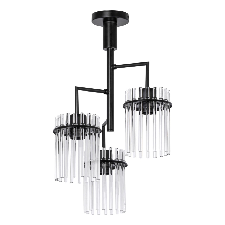 Luster na tyči 3xE27/60W/230V čierna/číra