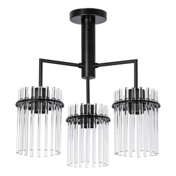 Luster na tyči 3xE27/60W/230V čierna/číra