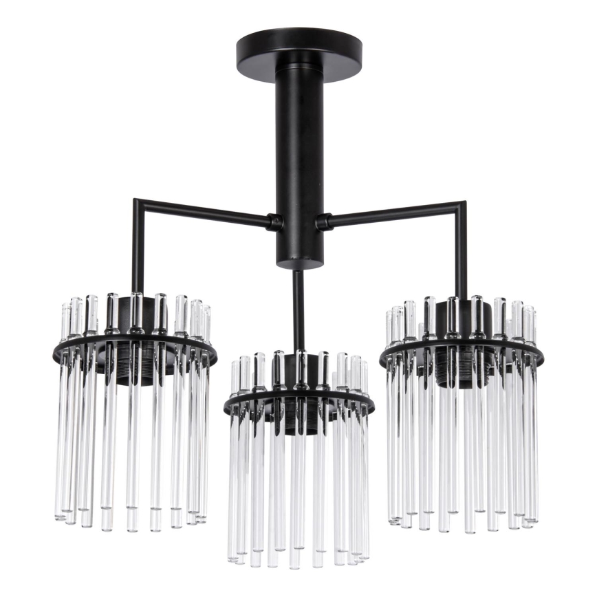Luster na tyči 3xE27/60W/230V čierna/číra