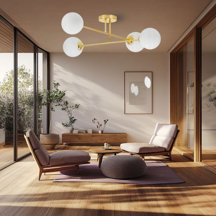 Luster na tyči 4xE27/35W/230V pr. 70 cm zlatá