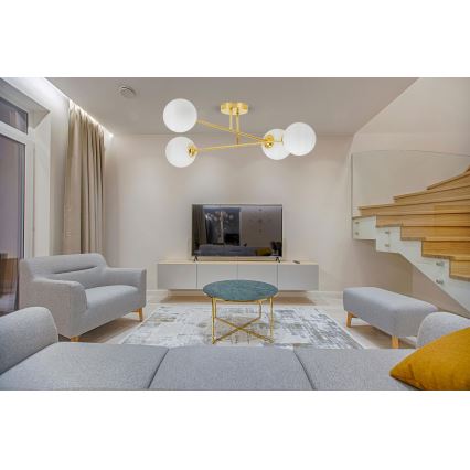 Luster na tyči 4xE27/35W/230V pr. 70 cm zlatá