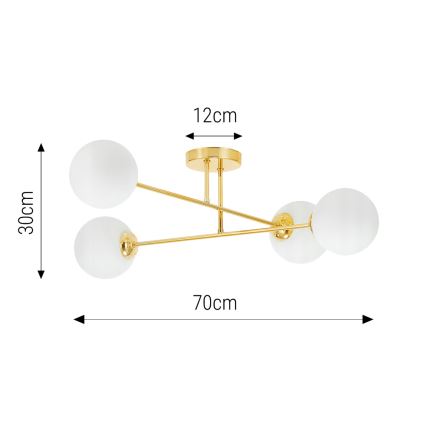 Luster na tyči 4xE27/35W/230V pr. 70 cm zlatá