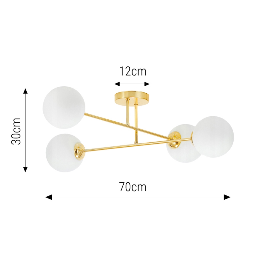 Luster na tyči 4xE27/35W/230V pr. 70 cm zlatá