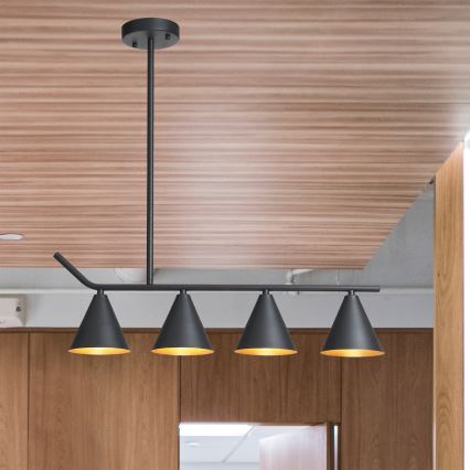 Luster na tyči 4xΕ27/40W/230V čierna