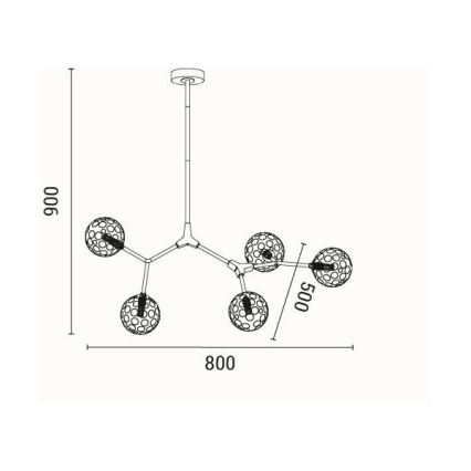 Luster na tyči 5xG9/15W/230V šedá