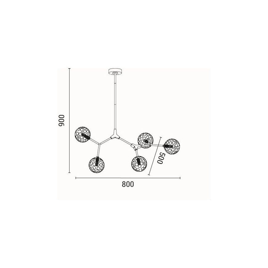 Luster na tyči 5xG9/15W/230V šedá