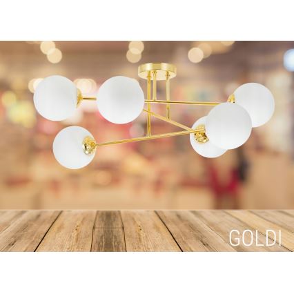 Luster na tyči 6xE27/35W/230V pr. 80 cm zlatá
