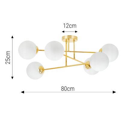Luster na tyči 6xE27/35W/230V pr. 80 cm zlatá