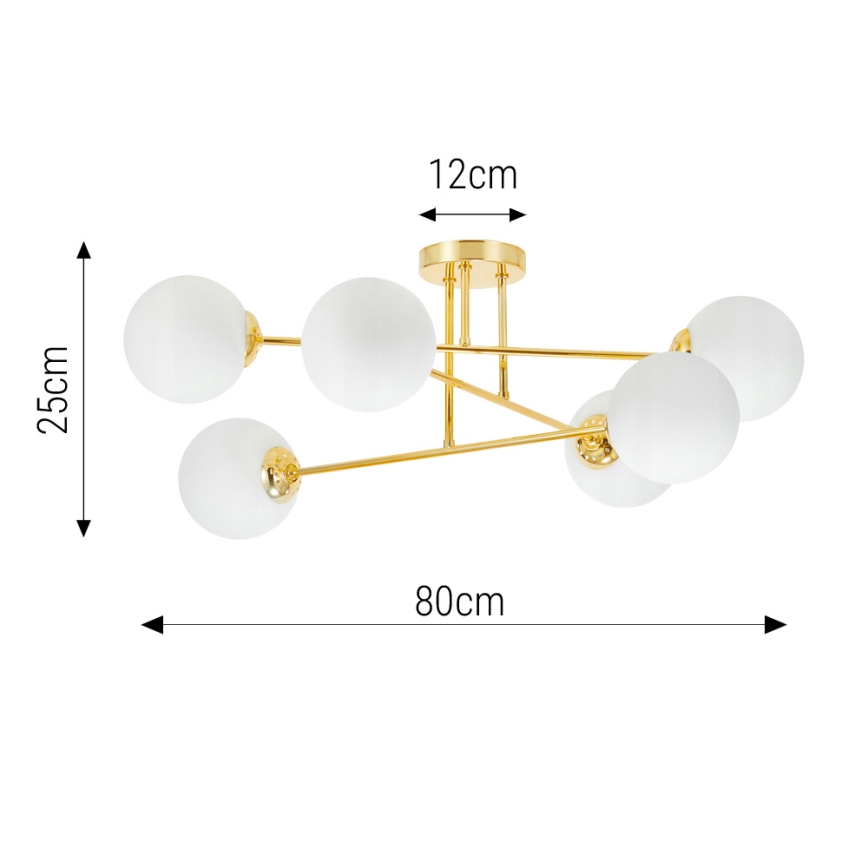 Luster na tyči 6xE27/35W/230V pr. 80 cm zlatá