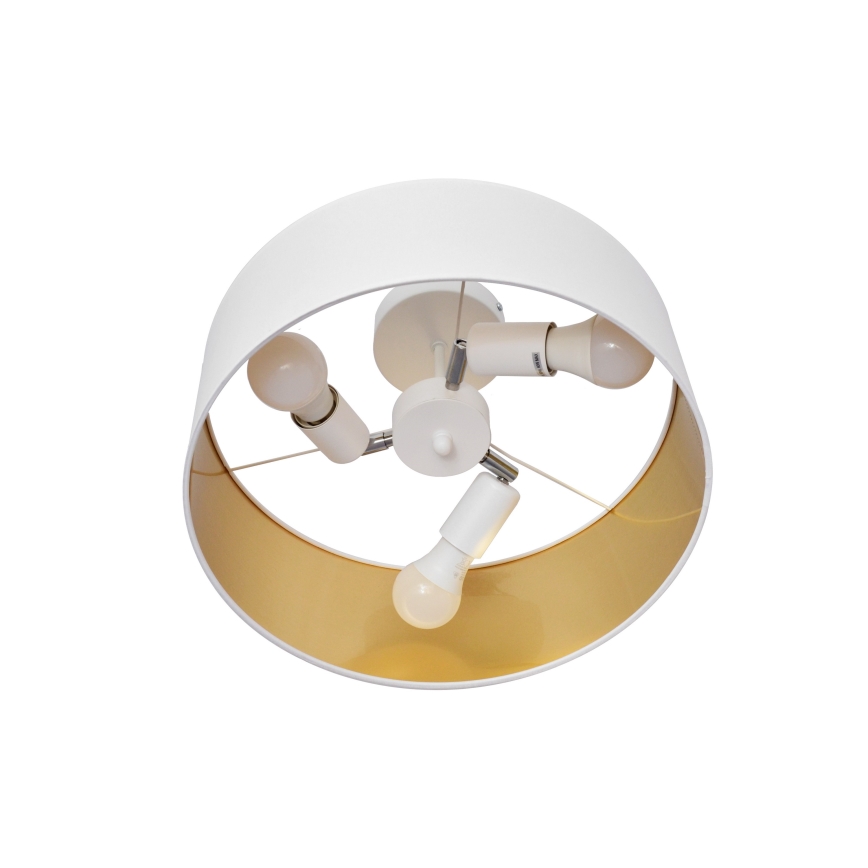 Luster na tyči ALBA 3xE27/15W/230V biela/zlatá