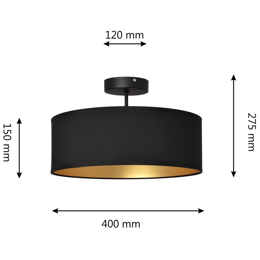 Luster na tyči ALBA 3xE27/15W/230V čierna/zlatá