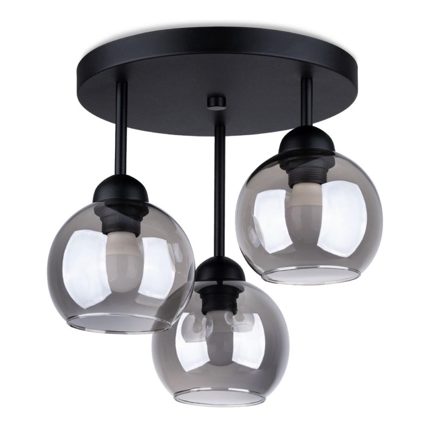 Luster na tyči ALINO 3xE27/60W/230V čierna