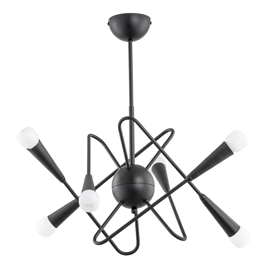 Luster na tyči APPER 6xE14/10W/230V čierna