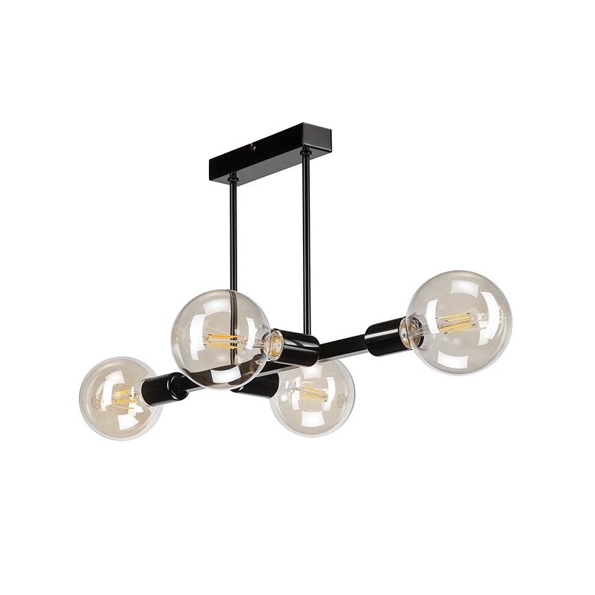 Luster na tyči ASTRID 4xE27/60W/230V čierna