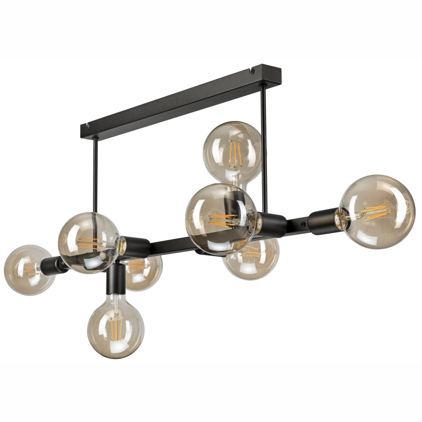 Luster na tyči ASTRID 8xE27/60W/230V čierna