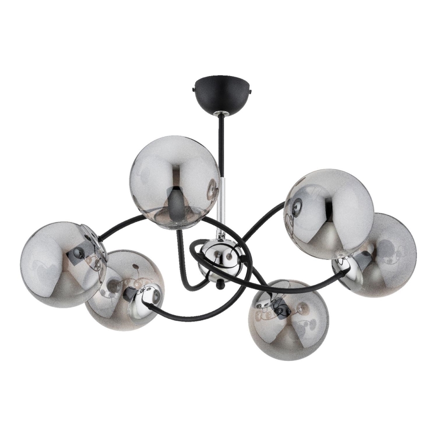 Luster na tyči AURORA 6xE14/10W/230V čierna/lesklý chróm