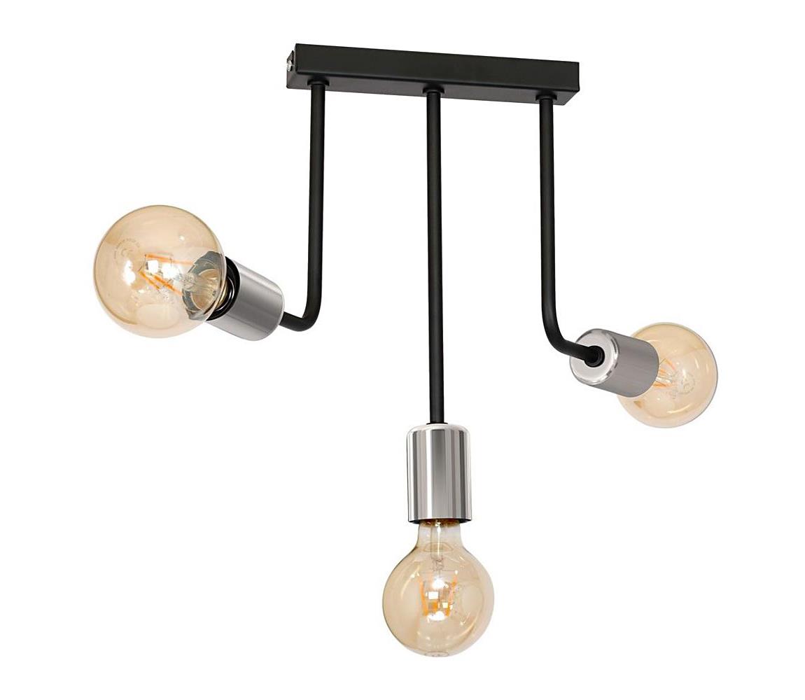 Luster na tyči CANDELA 3xE27/15W/230V čierna