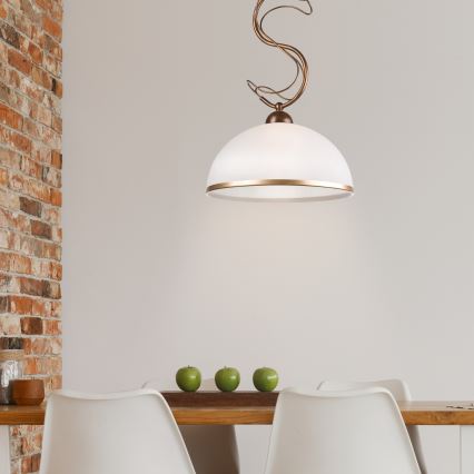 Luster na tyči COBRA 1xE27/60W/230V priemer 30 cm bronz/patina