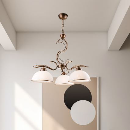 Luster na tyči COBRA 3xE27/60W/230V bronz/patina