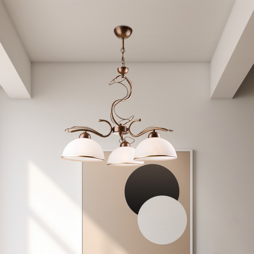 Luster na tyči COBRA 3xE27/60W/230V bronz/patina