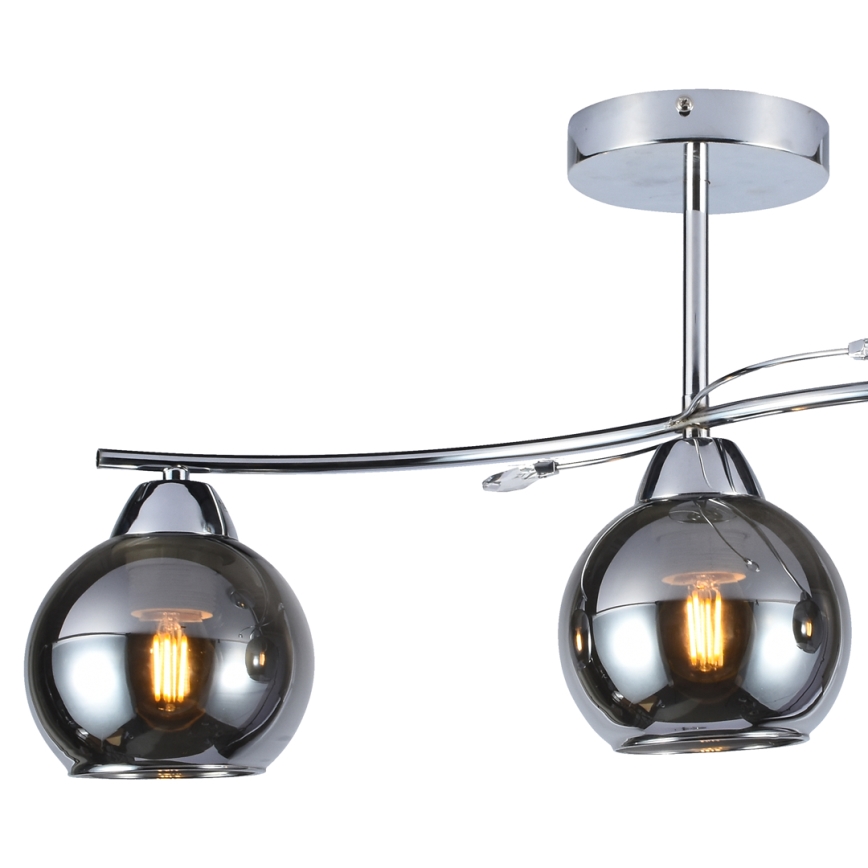 Luster na tyči CONNOR 3xE27/15W/230V lesklý chróm/šedá