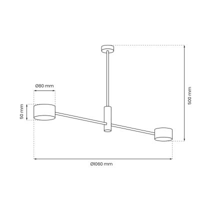 Luster na tyči CROSS 2xGX53/12W/230V čierna/zlatá