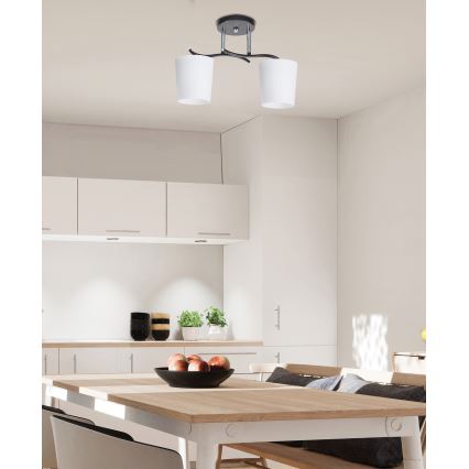 Luster na tyči ESNYR 2xE27/40W/230V čierna/biela