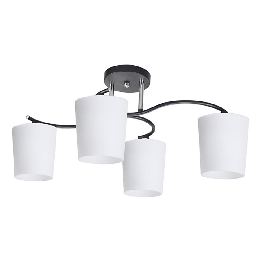 Luster na tyči ESNYR 4xE27/40W/230V čierna/biela