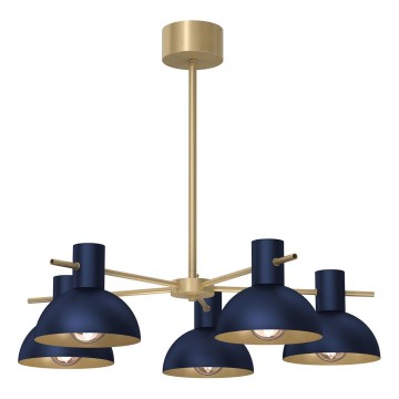 Luster na tyči ESTATE MINI 5xE27/15W/230V modrá