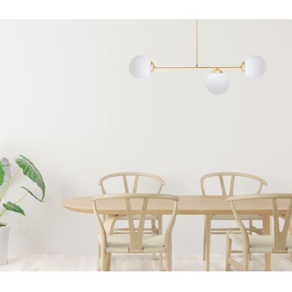 Luster na tyči FIRA 3xE27/60W/230V zlatá