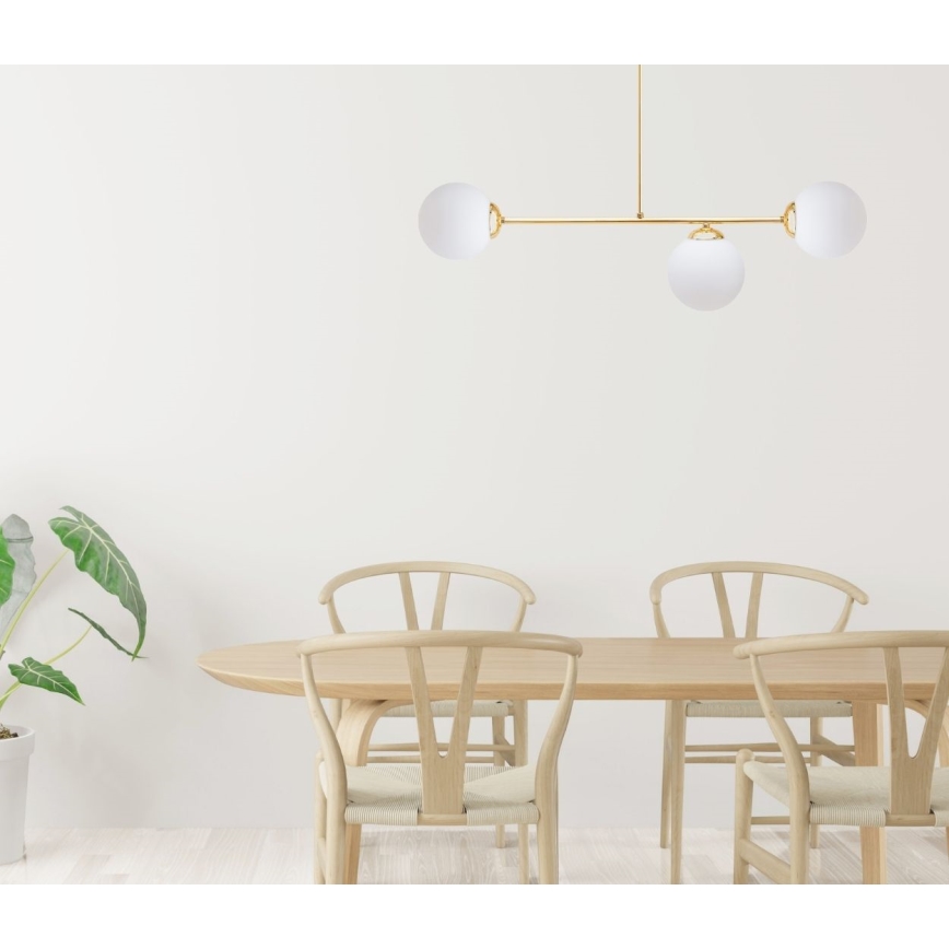 Luster na tyči FIRA 3xE27/60W/230V zlatá