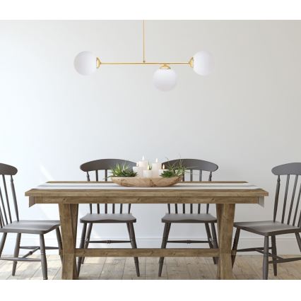 Luster na tyči FIRA 3xE27/60W/230V zlatá