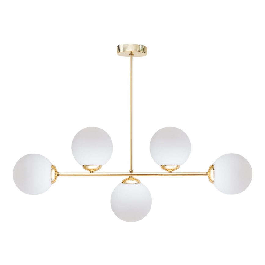 Luster na tyči FIRA 5xE27/60W/230V zlatá