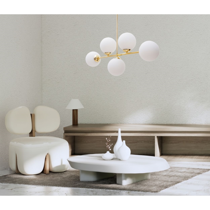 Luster na tyči FIRA 5xE27/60W/230V zlatá