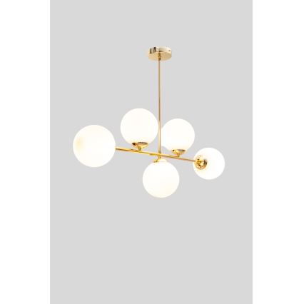 Luster na tyči FIRA 5xE27/60W/230V zlatá