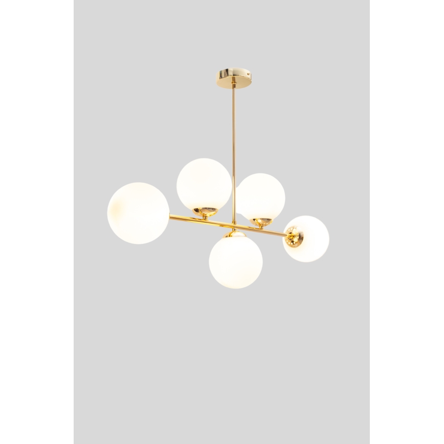 Luster na tyči FIRA 5xE27/60W/230V zlatá