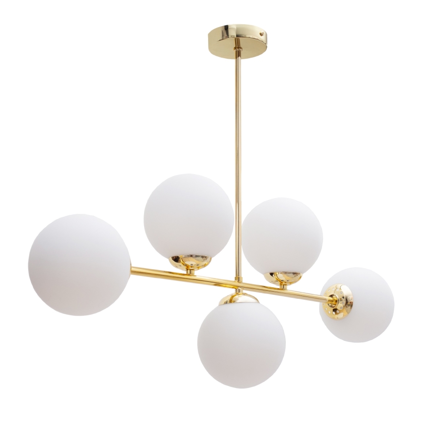 Luster na tyči FIRA 5xE27/60W/230V zlatá